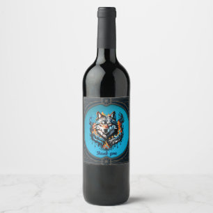 Majestic wolf's head  wine label