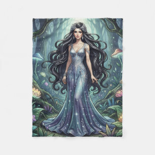 Majestic woman with silver dress fleece blanket