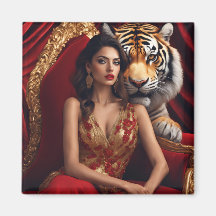 Majestic Woman with Tiger | Luxury Strength Wall A