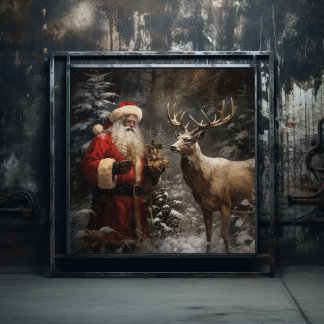 Majestic Woodland Deer W/ Black Santa Poster