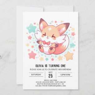 Majestic Woods Fox 1st Birthday Invitation