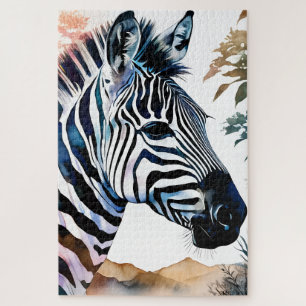 Majestic Zebra in Watercolor  Jigsaw Puzzle