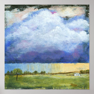 Majesty Abstract Art Landscape House Painting Poster