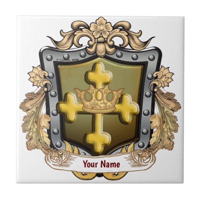 Majesty Family Crest Surname Ceramic Tile (Front)