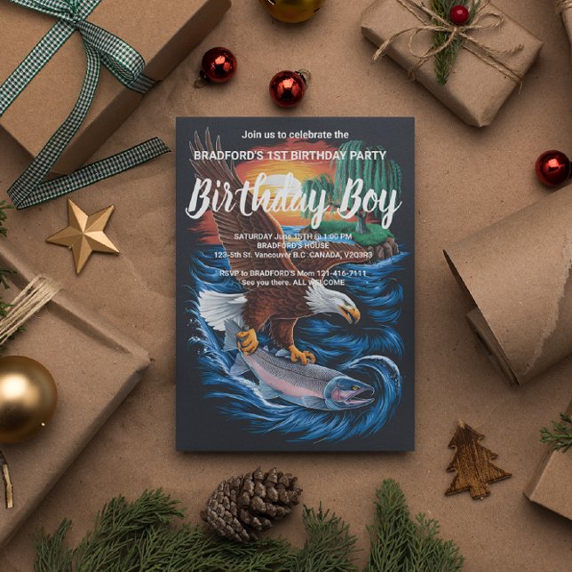 Majesty in Flight: Eagle Soaring Over Fish Postcard (Creator Uploaded)