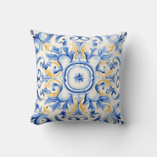 Majolica: Blue and Gold Cushion