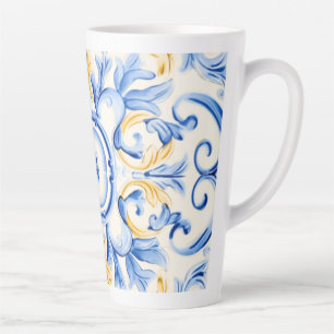 Majolica: Blue and Gold Latte Mug