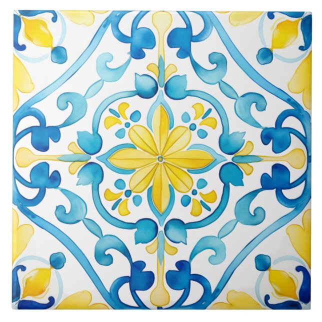 Majolica,blue tiles,Sicilian tiles,Ceramic Tile (Front)