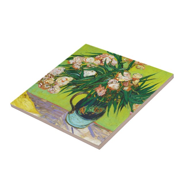 Majolica Jar Branches Oleander Vincent van Gogh Ceramic Tile (Side)