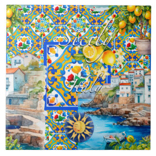 Majolica,lemon ,Sicilian tiles, Ceramic Tile