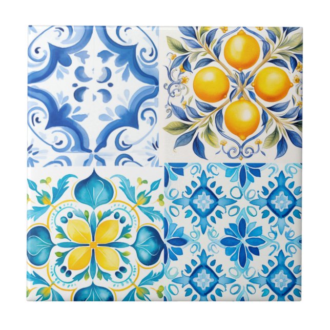 Majolica,lemon ,Sicilian tiles, Ceramic Tile (Front)