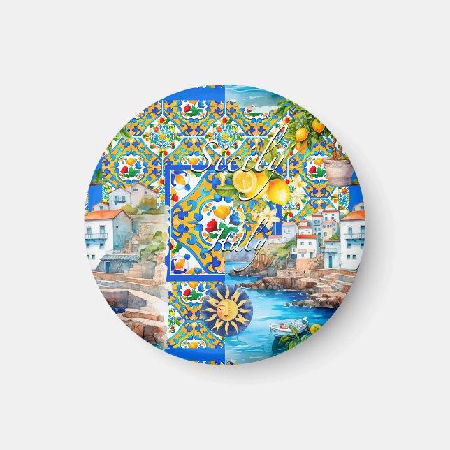 Majolica,lemon ,Sicilian tiles, Magnet (Front)