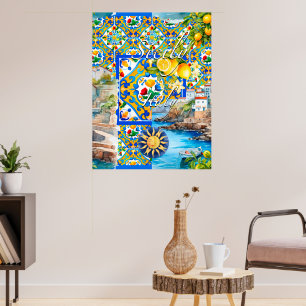 Majolica,lemon ,Sicilian tiles, Poster