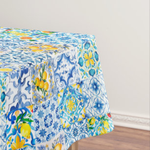 Majolica,lemon ,Sicilian tiles, Tablecloth