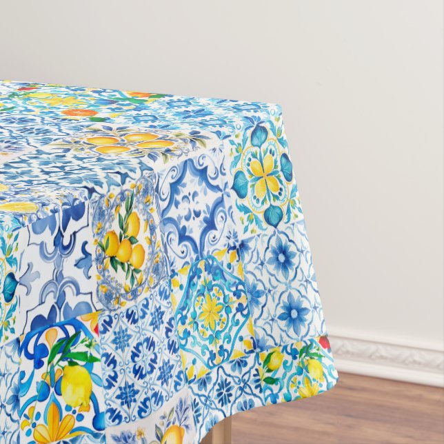 Majolica,lemon ,Sicilian tiles, Tablecloth (In Situ)
