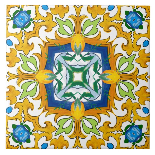 Majolica,Mediterranean tiles, Ceramic Tile (Front)