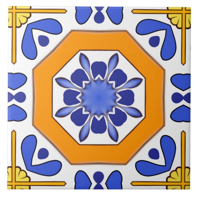 Majolica,Mediterranean tiles, Ceramic Tile (Front)