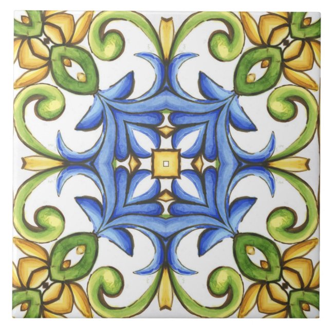 Majolica,Mediterranean tiles, Ceramic Tile (Front)