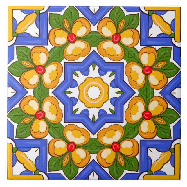 Majolica,Mediterranean tiles, Ceramic Tile (Front)
