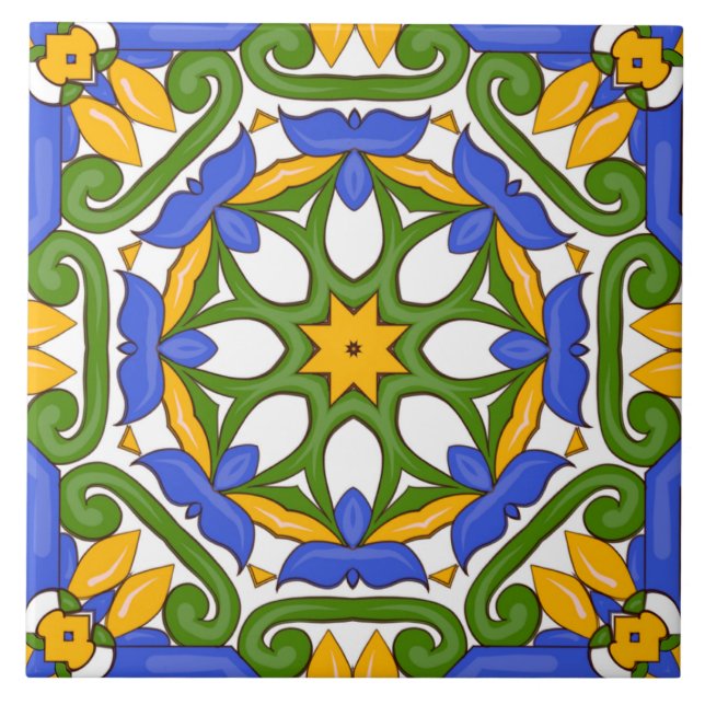 Majolica,Mediterranean tiles, Ceramic Tile (Front)