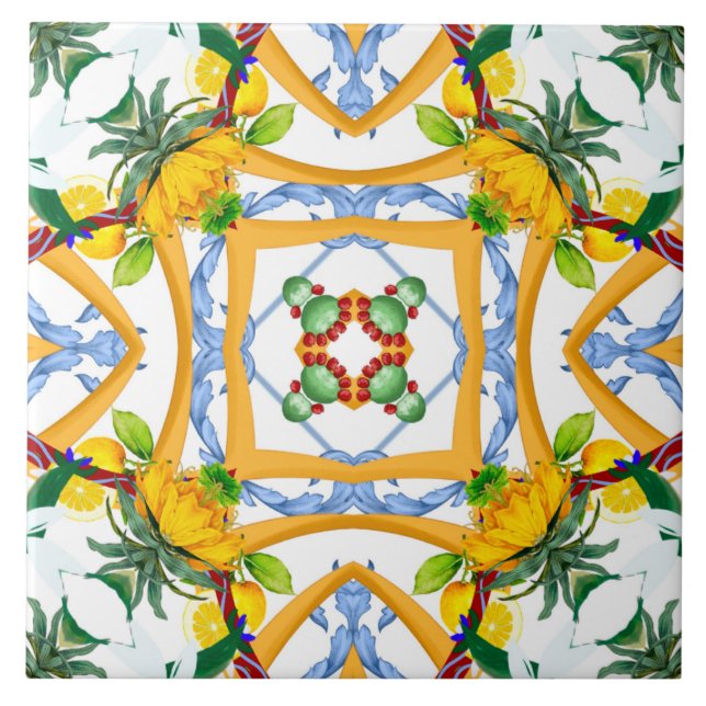 Majolica,Mediterranean tiles, Ceramic Tile (Front)
