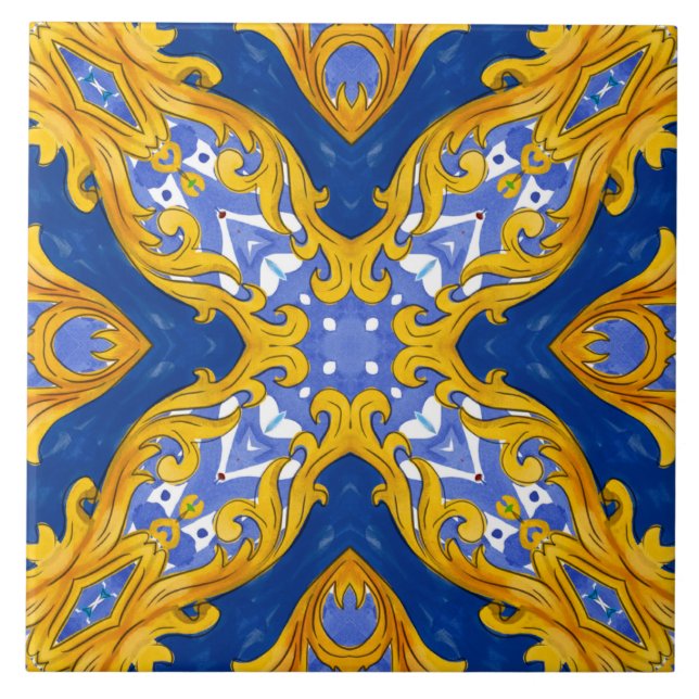 Majolica,Mediterranean tiles, Ceramic Tile (Front)