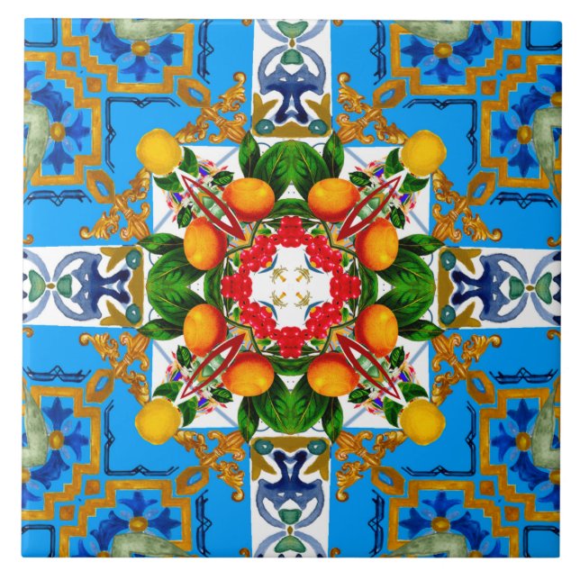 Majolica,Mediterranean tiles, Ceramic Tile (Front)