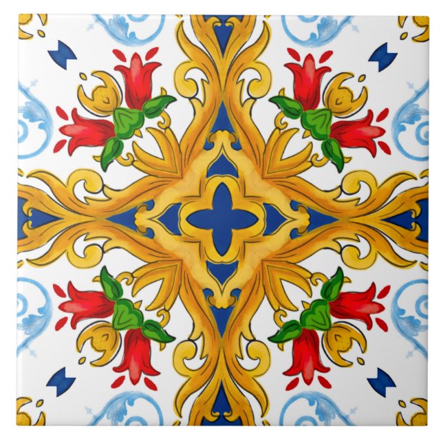 Majolica,Mediterranean tiles, Ceramic Tile (Front)