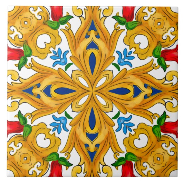 Majolica,Mediterranean tiles, Ceramic Tile (Front)