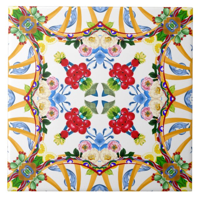 Majolica,Mediterranean tiles, Ceramic Tile (Front)