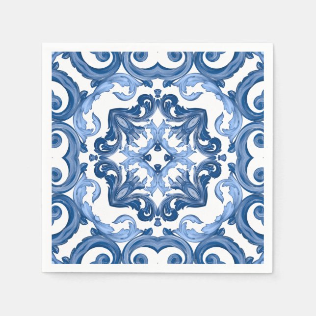 Majolica,Mediterranean tiles, Napkin (Front)