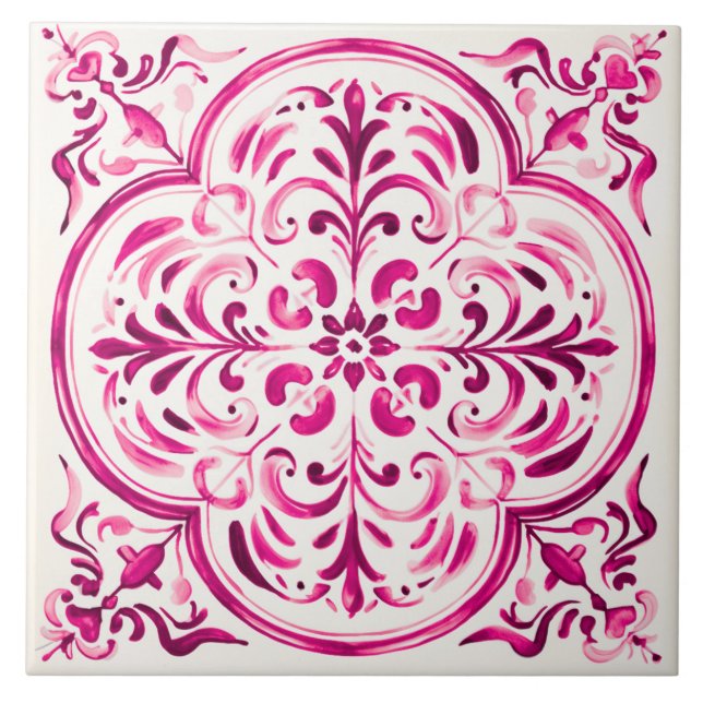 Majolica Rose Ceramic Tile (Front)