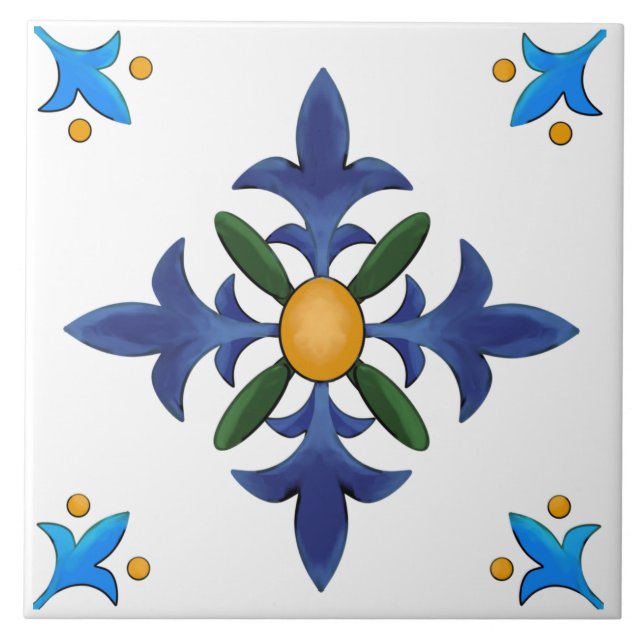 Majolica, Sicilian style  Ceramic Tile (Front)