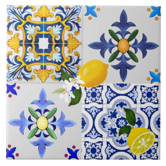 Majolica, Sicilian style  Ceramic Tile (Front)