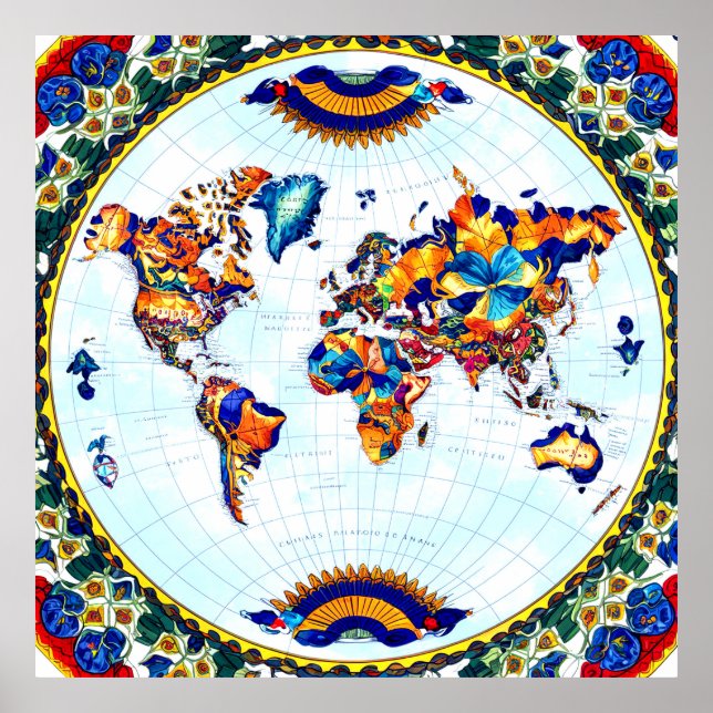 Majolica World Map Poster (Front)