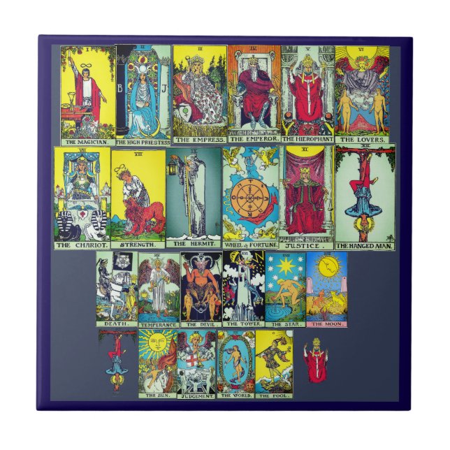 Major Arcana Tarot Cards Ceramic Tile (Front)