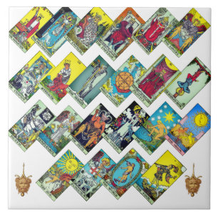 Major Arcana Tarot Collage Ceramic Tile