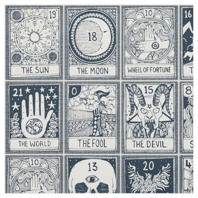 major arcana tarot indigo fabric (Swatch)