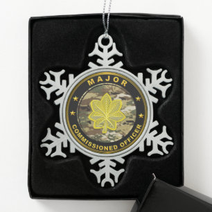 Major Army  Snowflake Pewter Christmas Ornament