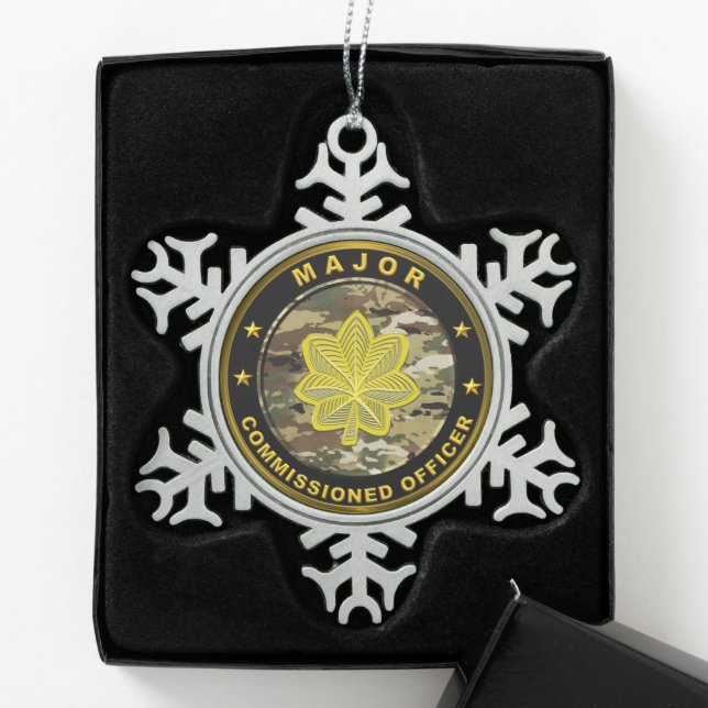 Major Army  Snowflake Pewter Christmas Ornament (Box)