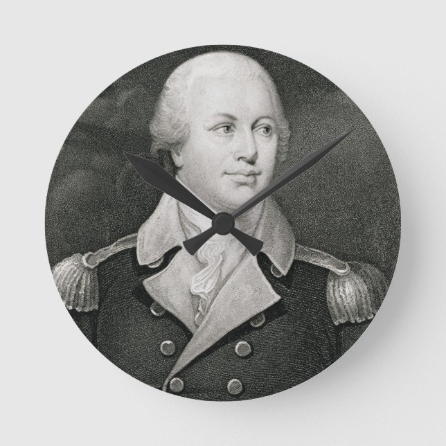 Major General Nathaniel Greene (1742-86), engraved Round Clock (Front)