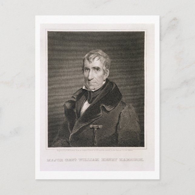 Major General William Henry Harrison, engraved by Postcard (Front)