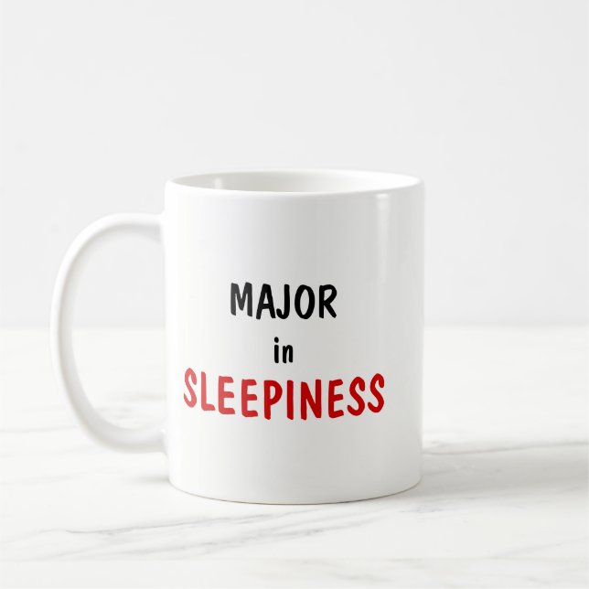 Major in Sleepiness Master in Coffee – Coffee Joke Mug (Left)