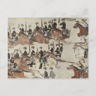 Major Marcus Reno's retreat before the Indian coun Postcard