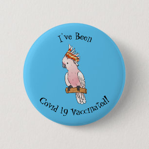 Major mitchell cockatoo bird cartoon illustration  6 cm round badge