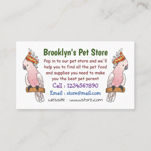 Major mitchell cockatoo bird cartoon illustration business card