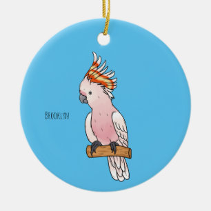 Major mitchell cockatoo bird cartoon illustration ceramic ornament