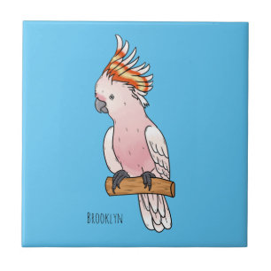 Major mitchell cockatoo bird cartoon illustration ceramic tile