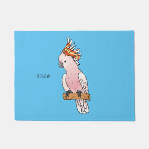 Major mitchell cockatoo bird cartoon illustration doormat
