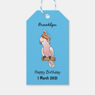 Major mitchell cockatoo bird cartoon illustration gift tags